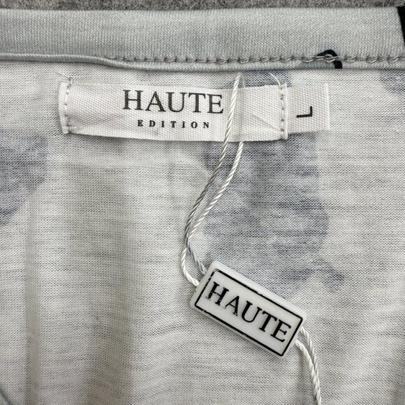 Haute Edition Women's Pullover T-Shirt, V Neck, Black Gray, Size L, NEW - Picture 4 of 11